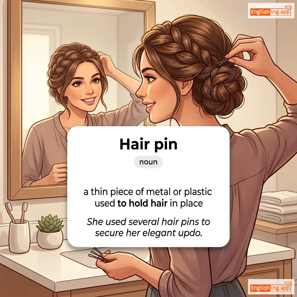 Hair pin definition card — visual illustration of the meaning