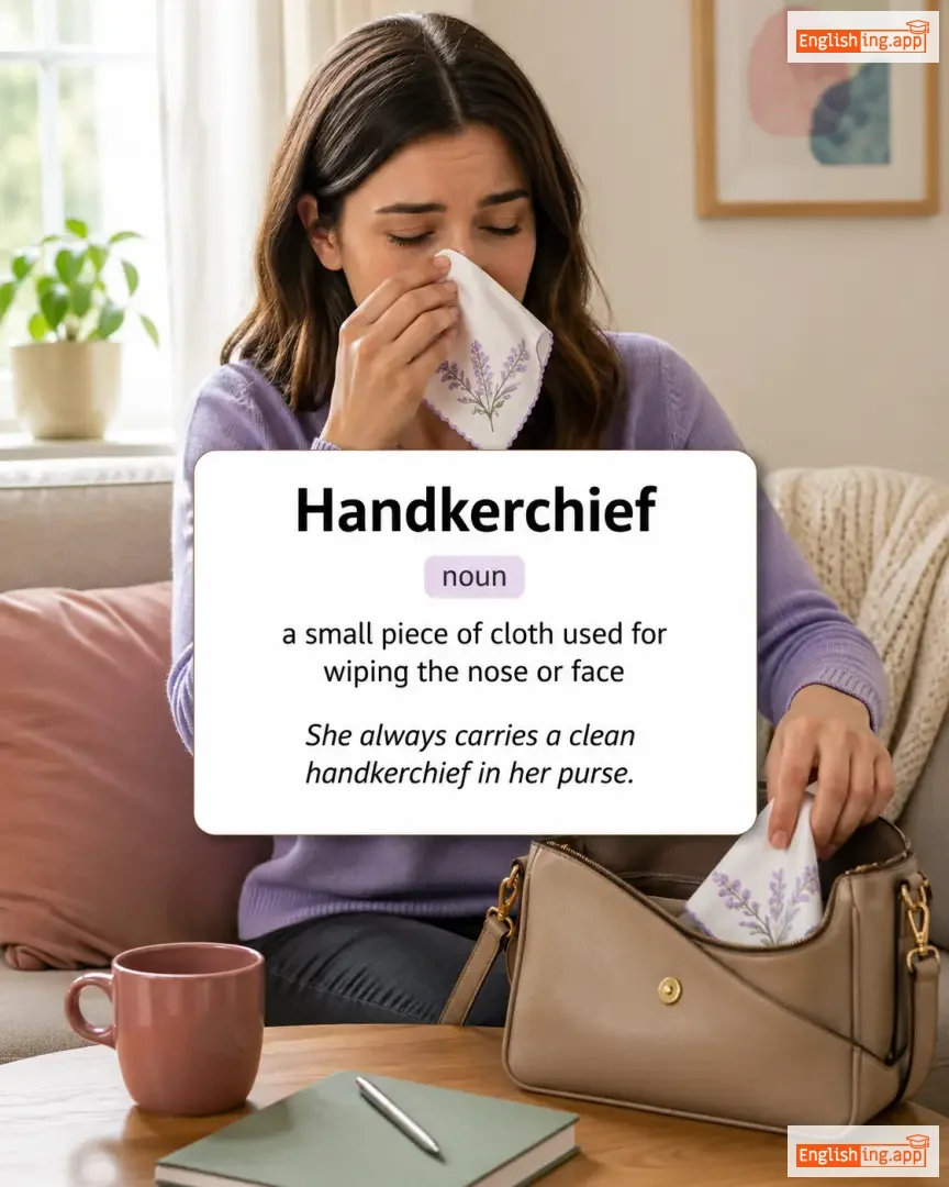 Handkerchief definition card — visual illustration of the meaning