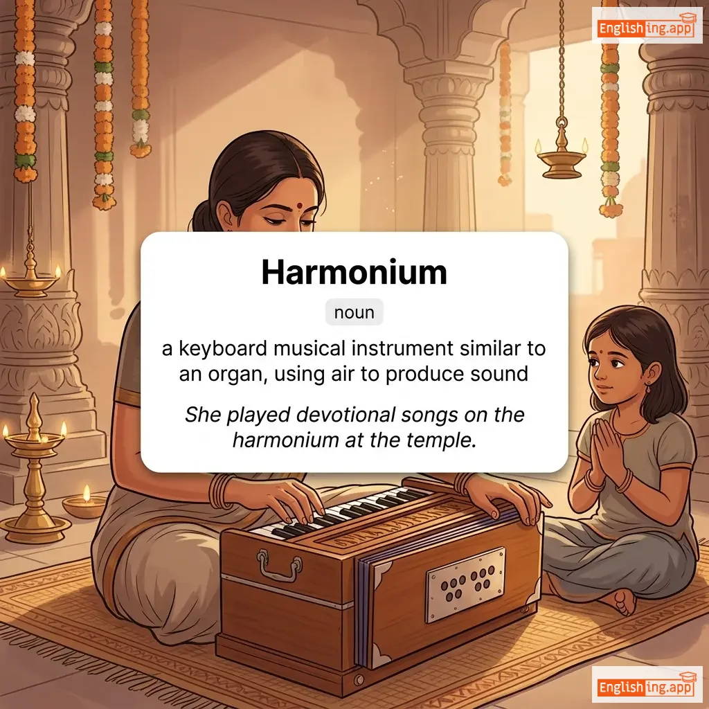 Harmonium definition card — visual illustration of the meaning