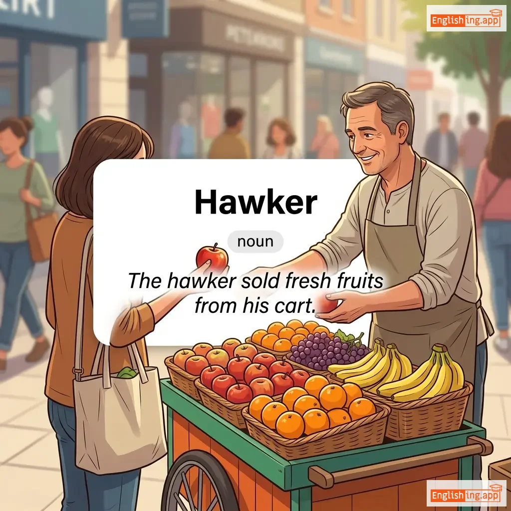 Hawker definition card — visual illustration of the meaning