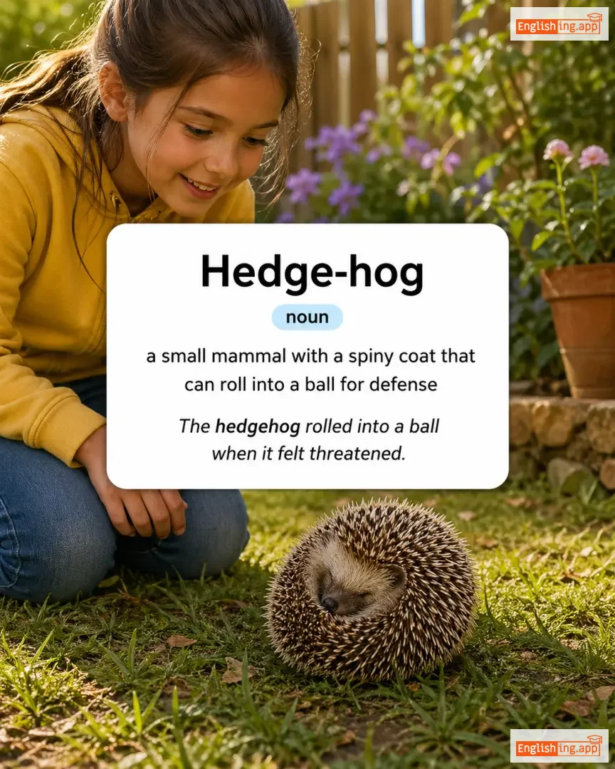 Hedge-hog definition card — visual illustration of the meaning