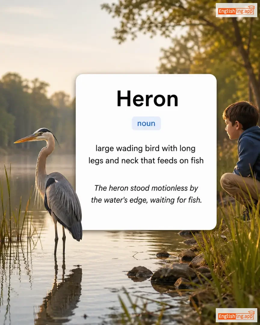 Heron definition card — visual illustration of the meaning
