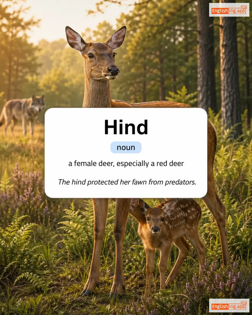 Hind definition card — visual illustration of the meaning