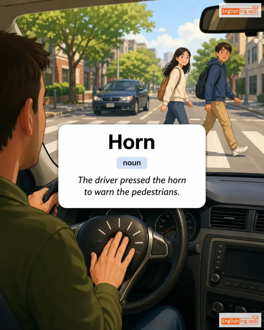 Horn definition card — visual illustration of the meaning