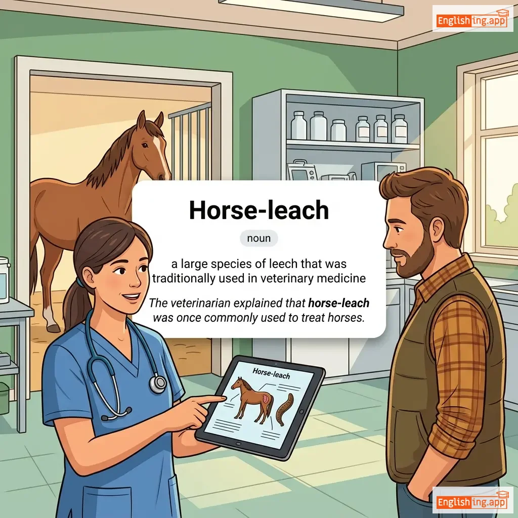 Horse-leach definition card — visual illustration of the meaning