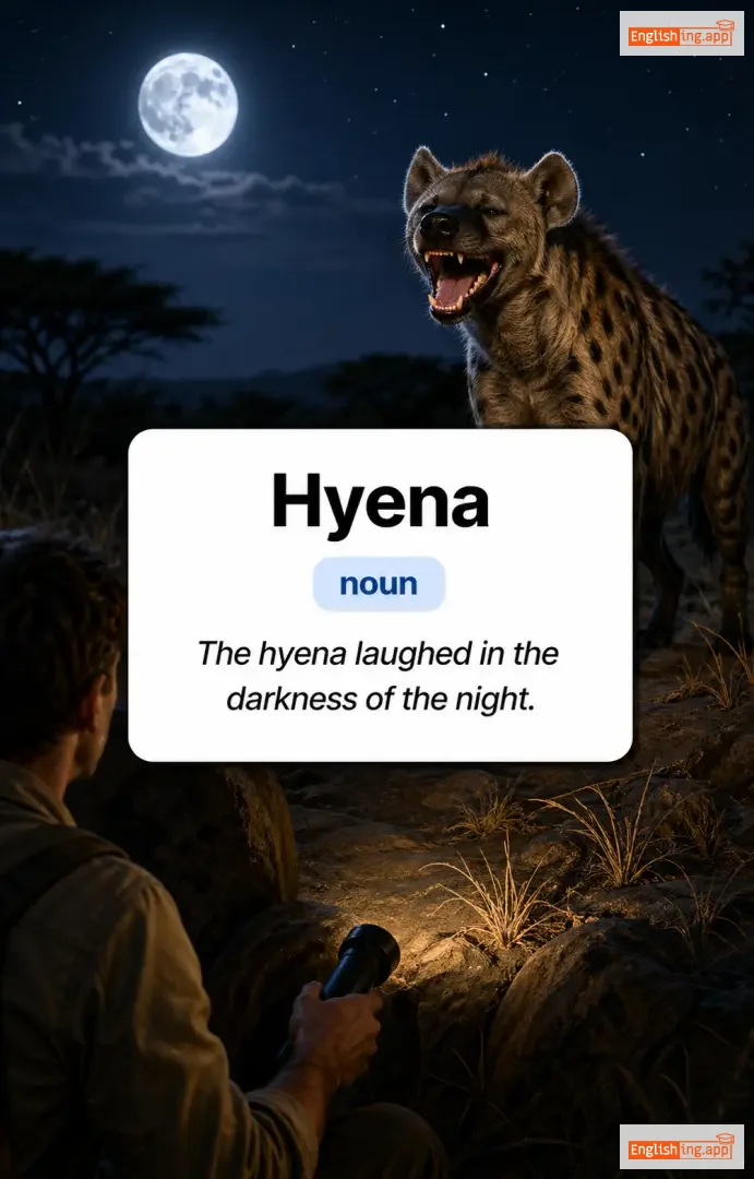 Hyena definition card — visual illustration of the meaning