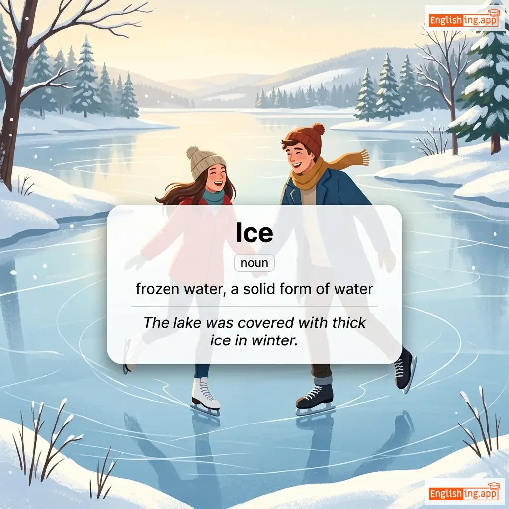 Ice definition card — visual illustration of the meaning