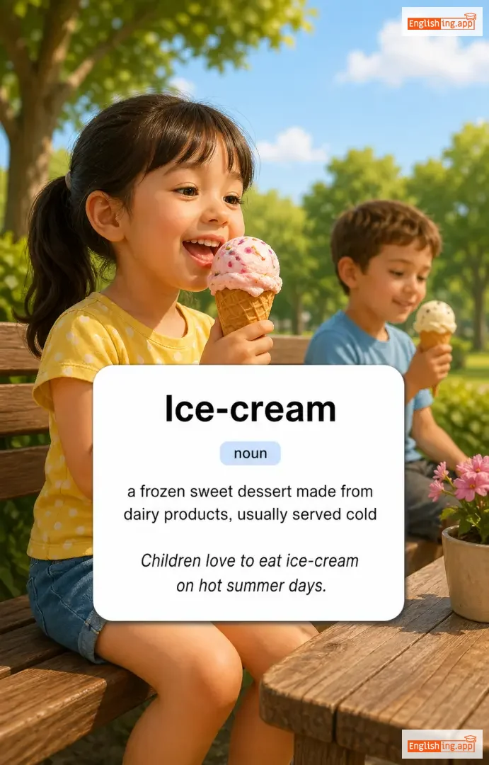 Ice-cream definition card — visual illustration of the meaning
