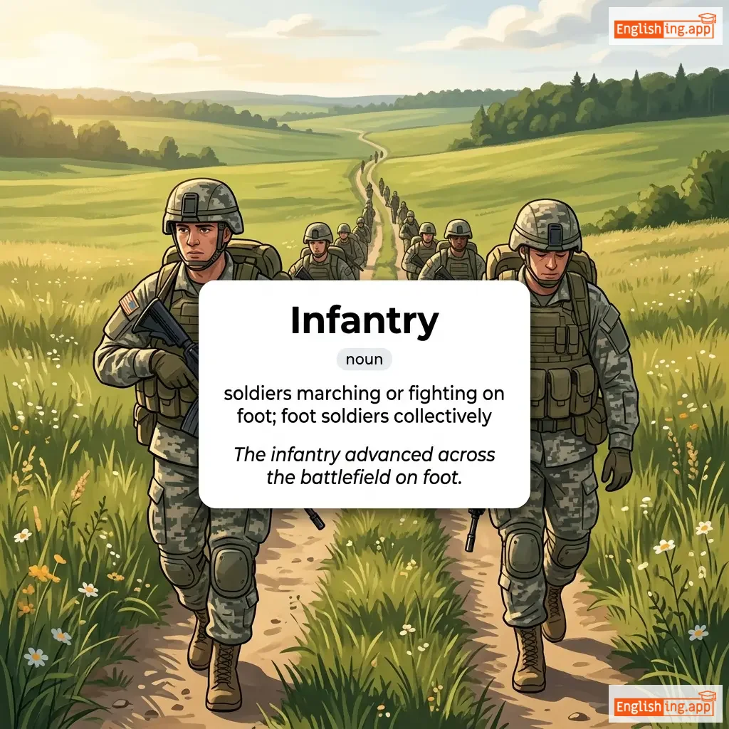 Infantry definition card — visual illustration of the meaning
