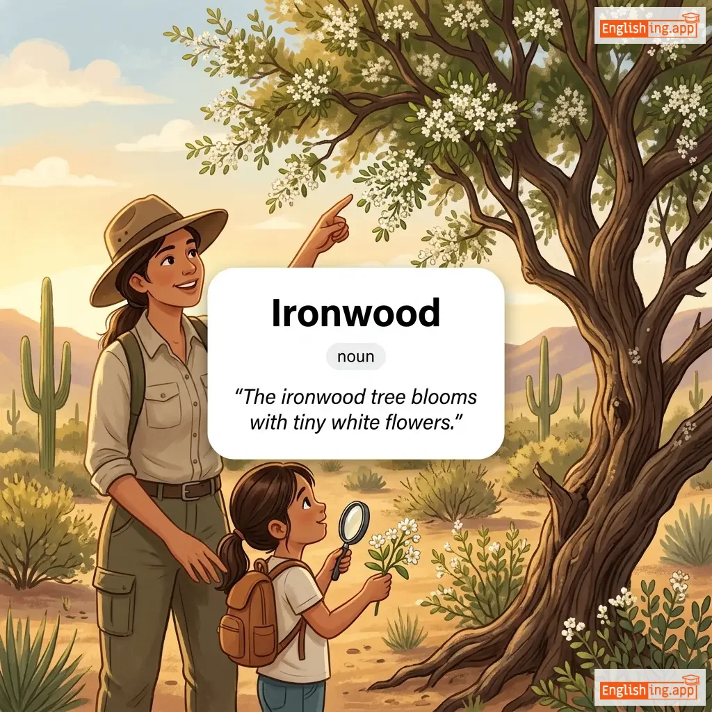 Ironwood definition card — visual illustration of the meaning