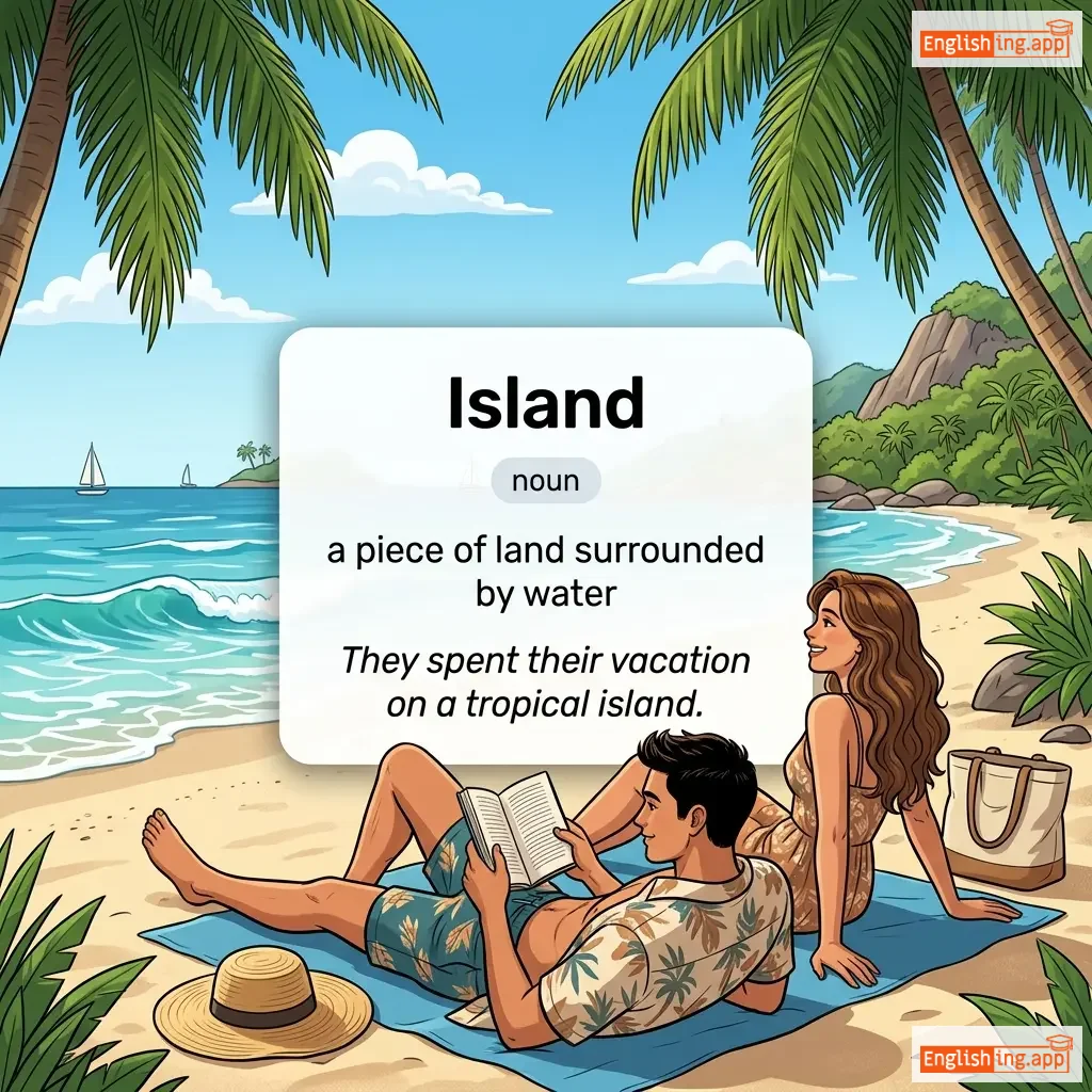 Island definition card — visual illustration of the meaning
