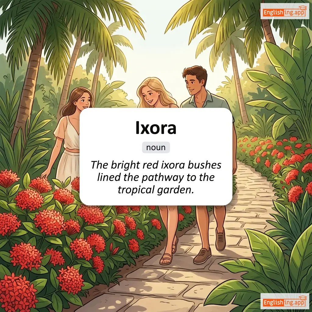 Ixora definition card — visual illustration of the meaning