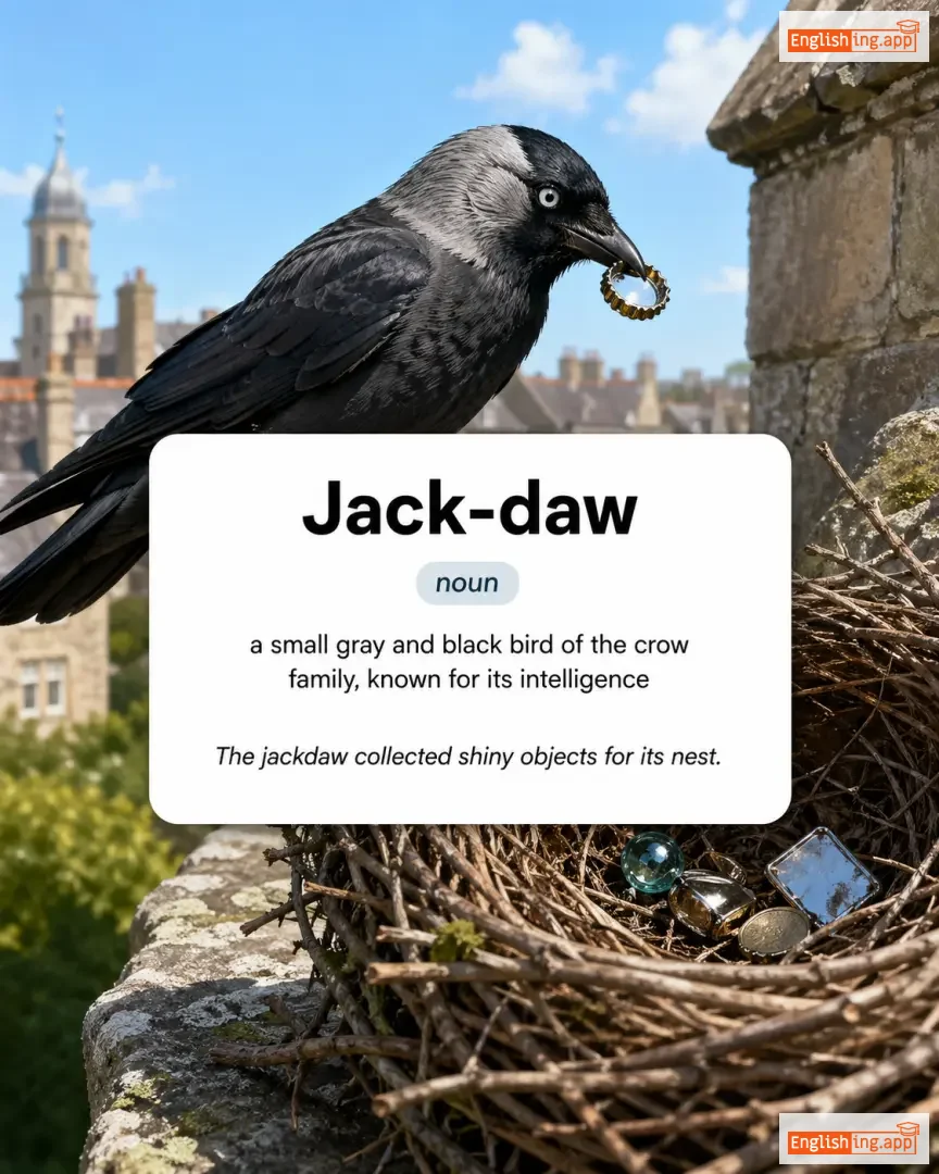 Jack-daw definition card — visual illustration of the meaning