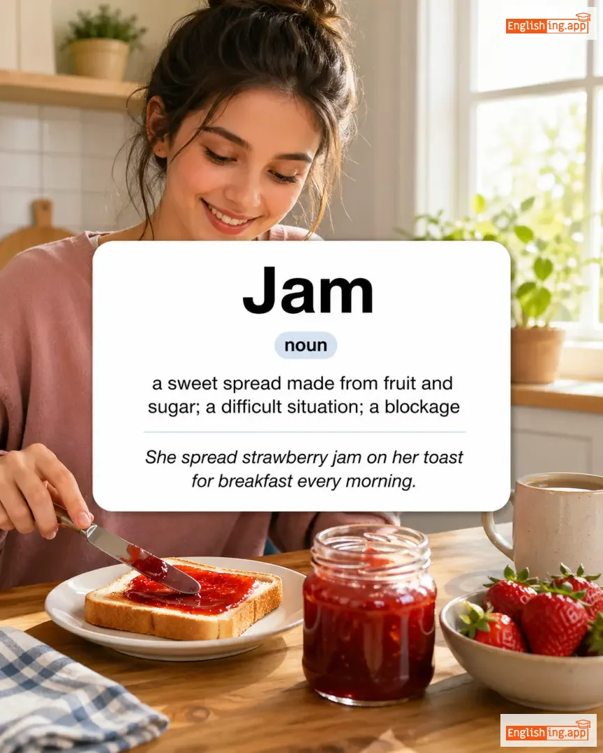 Jam definition card — visual illustration of the meaning