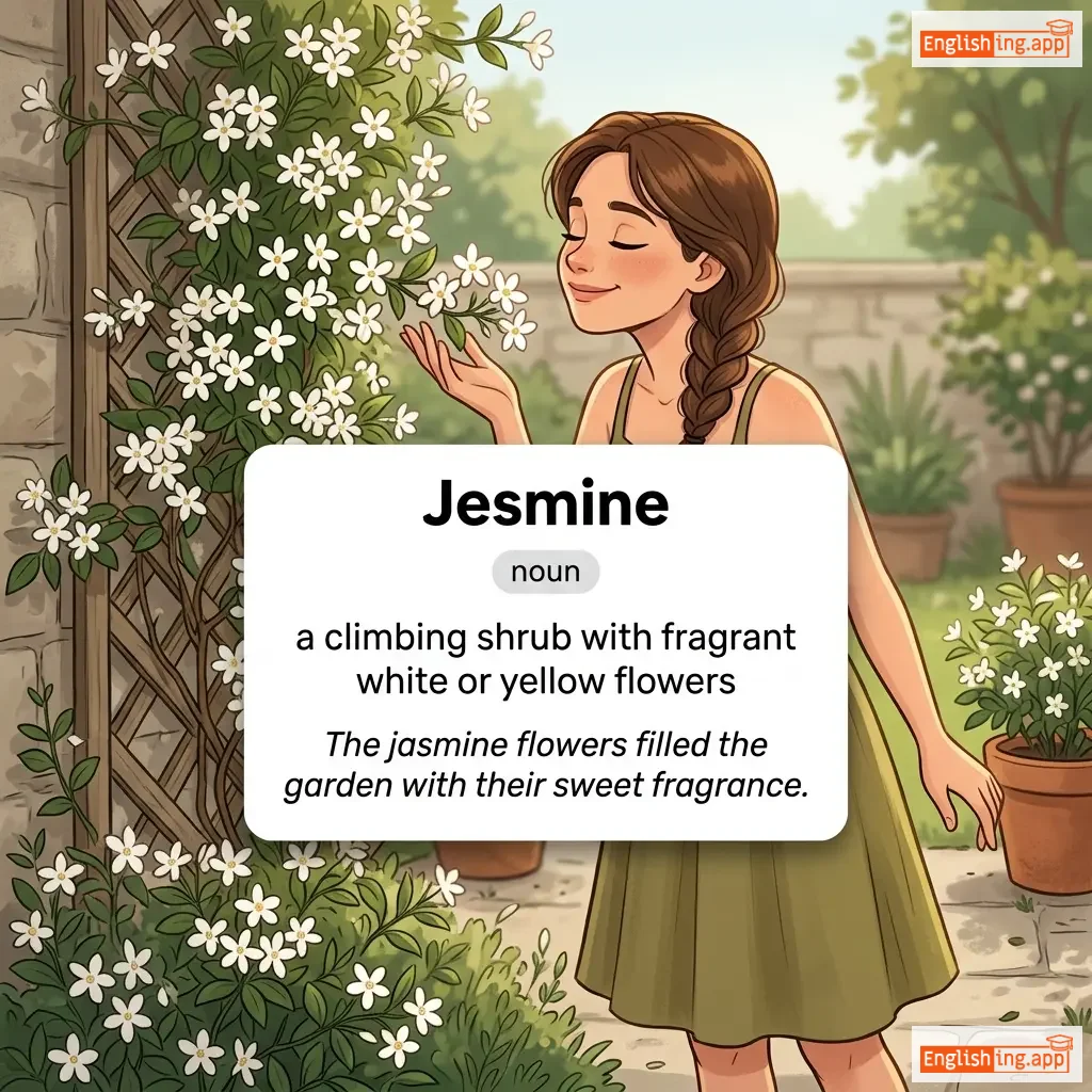 Jesmine definition card — visual illustration of the meaning