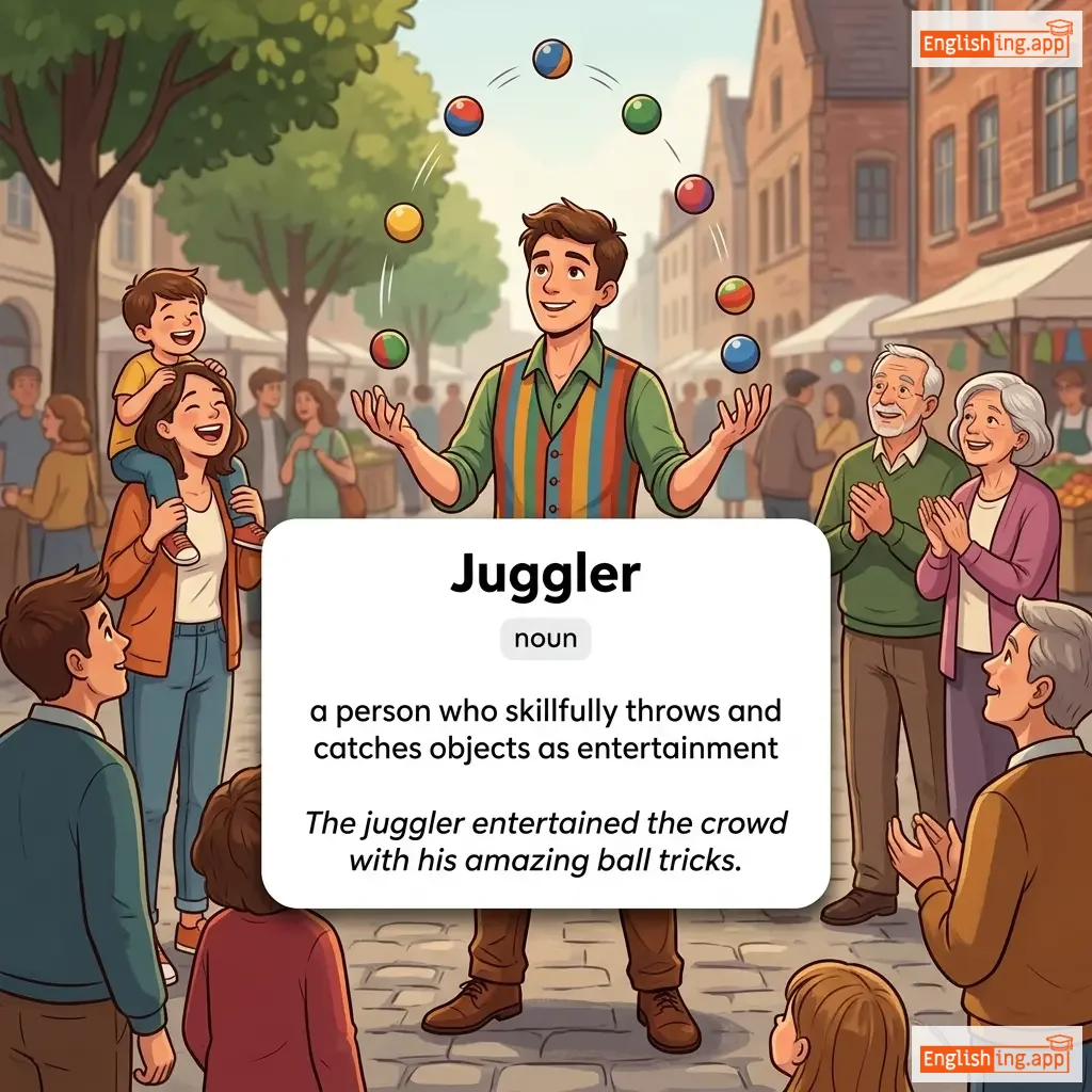 Juggler definition card — visual illustration of the meaning