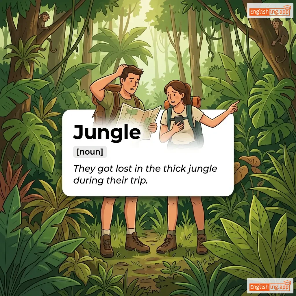 Jungle definition card — visual illustration of the meaning