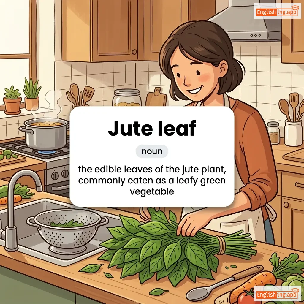 Jute leaf definition card — visual illustration of the meaning