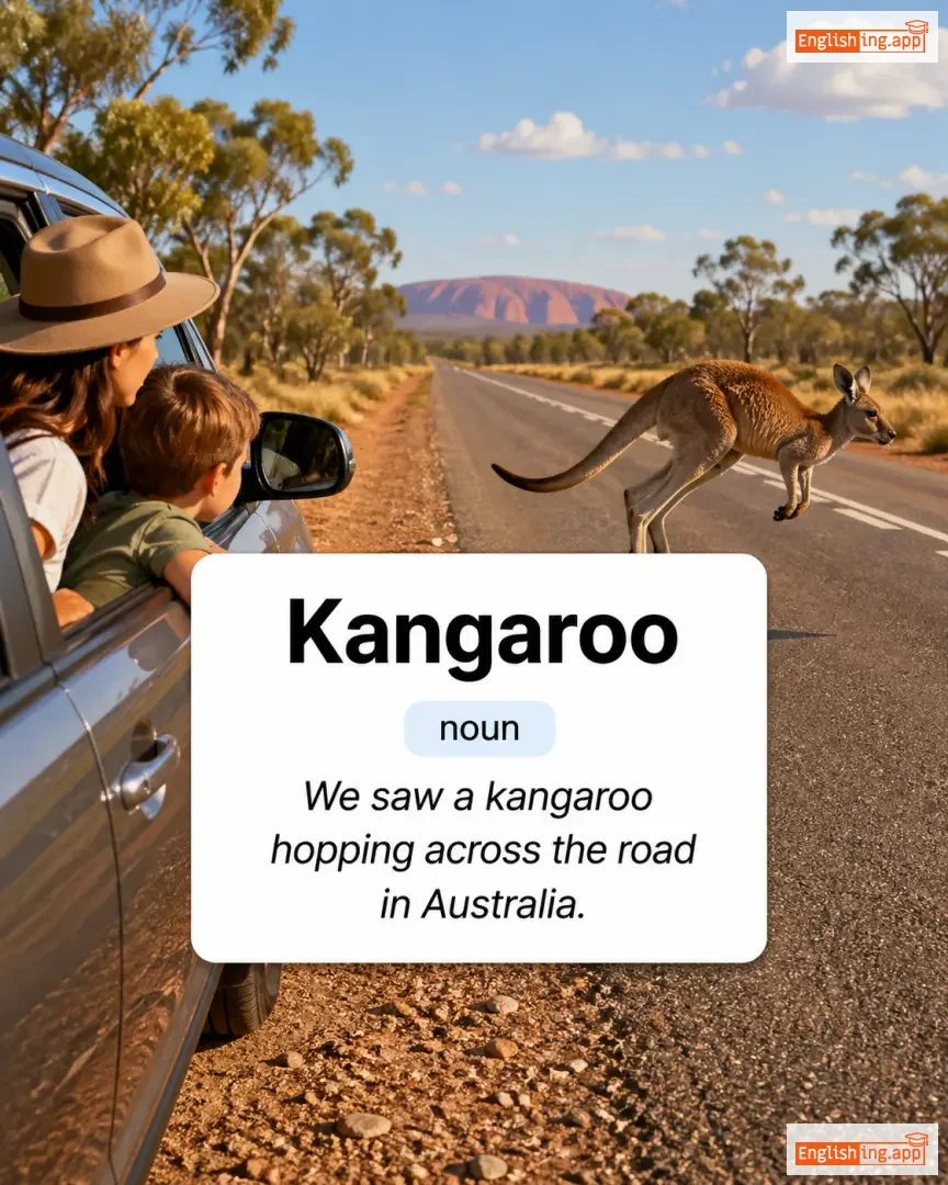 Kangaroo definition card — visual illustration of the meaning