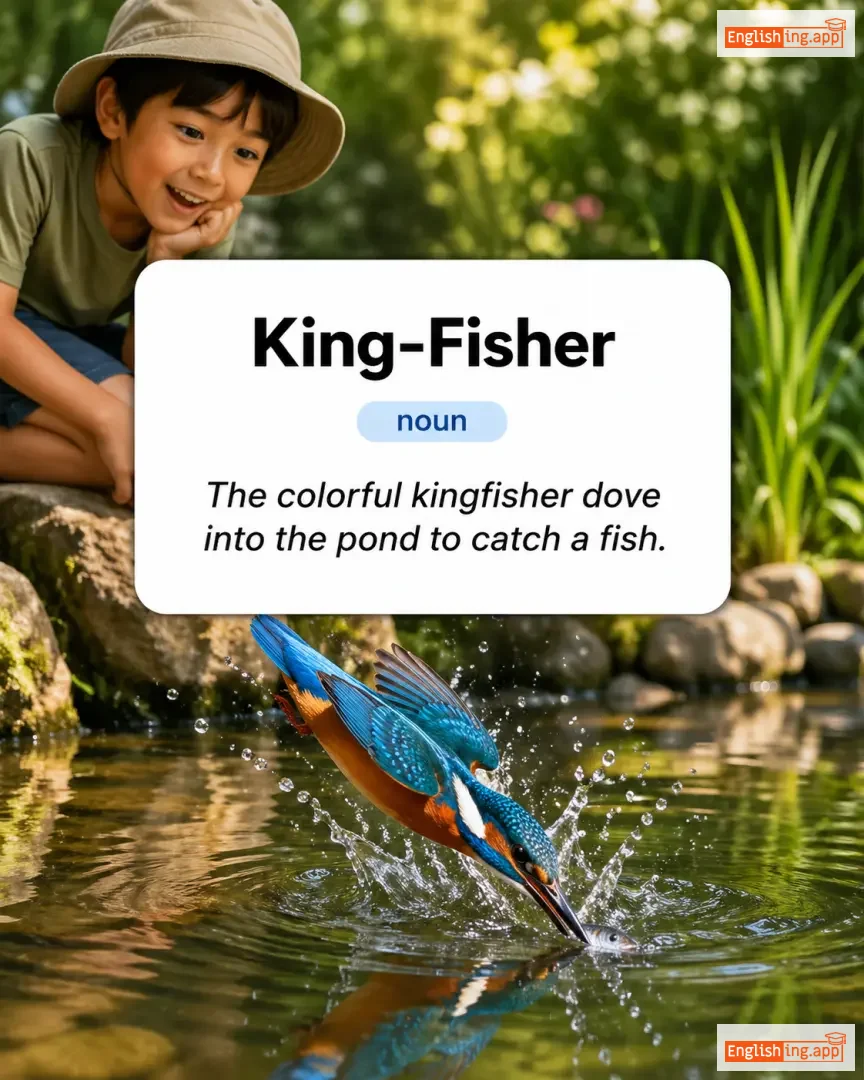 King-Fisher definition card — visual illustration of the meaning