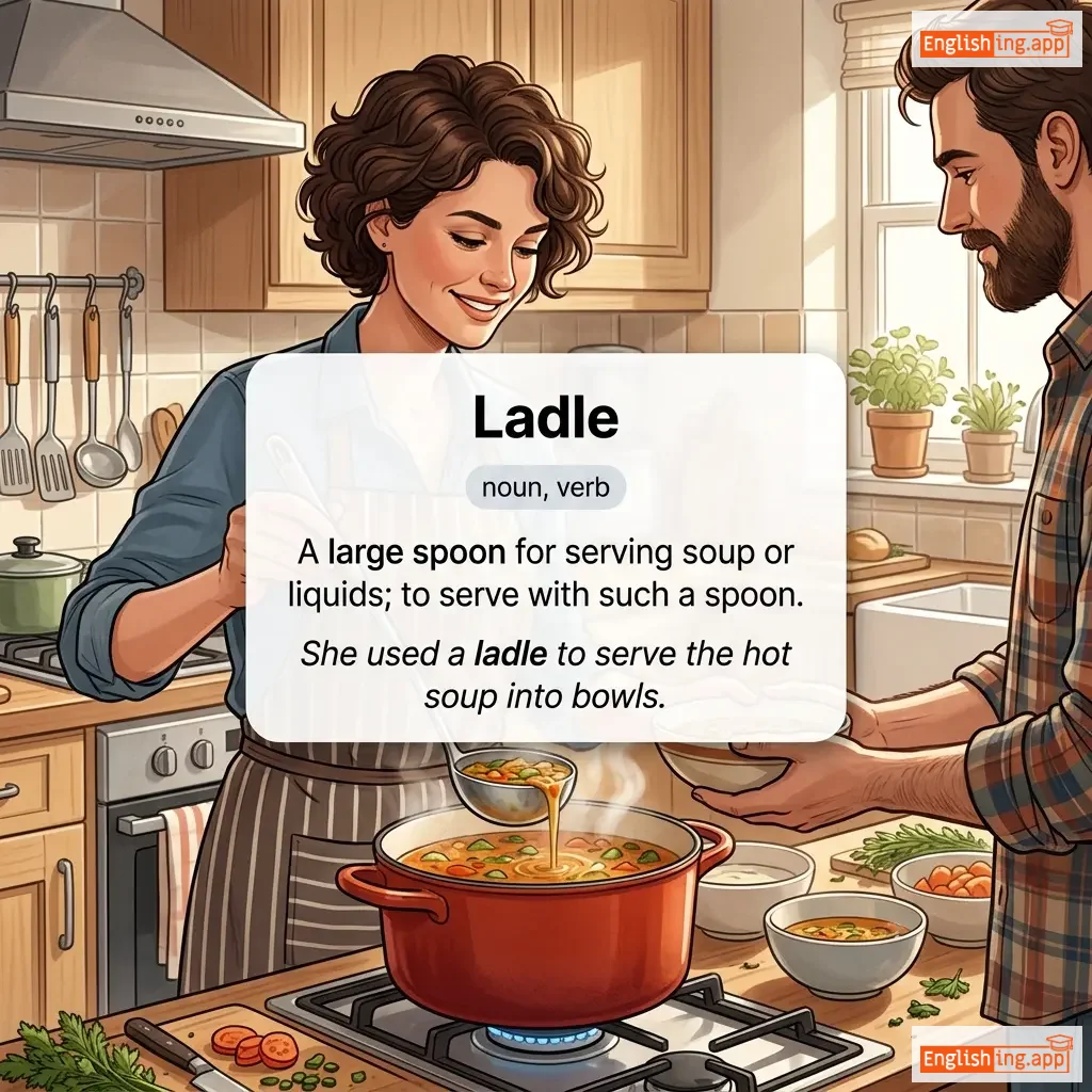 Ladle definition card — visual illustration of the meaning