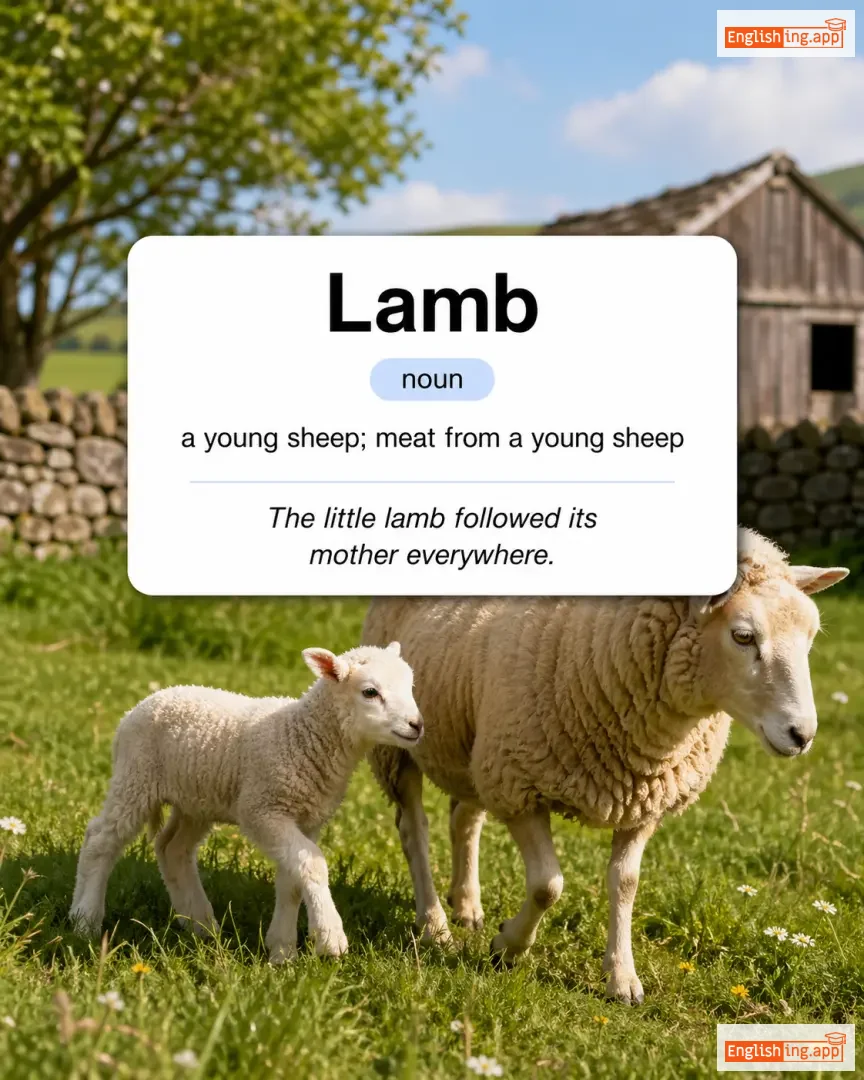 Lamb definition card — visual illustration of the meaning