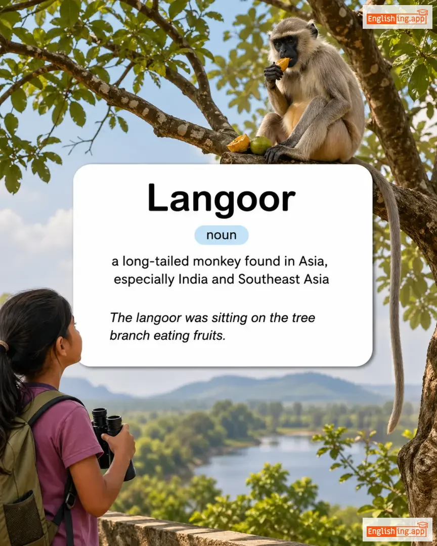 Langoor definition card — visual illustration of the meaning