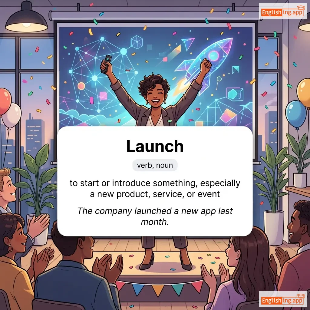 Launch definition card — visual illustration of the meaning
