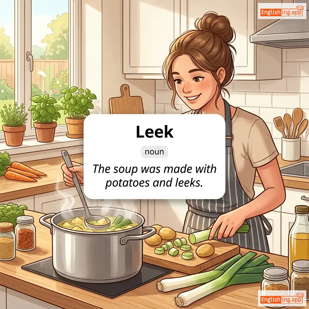 Leek definition card — visual illustration of the meaning