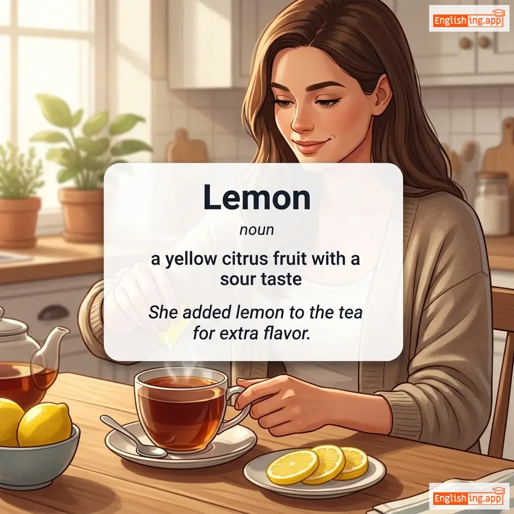 Lemon definition card — visual illustration of the meaning