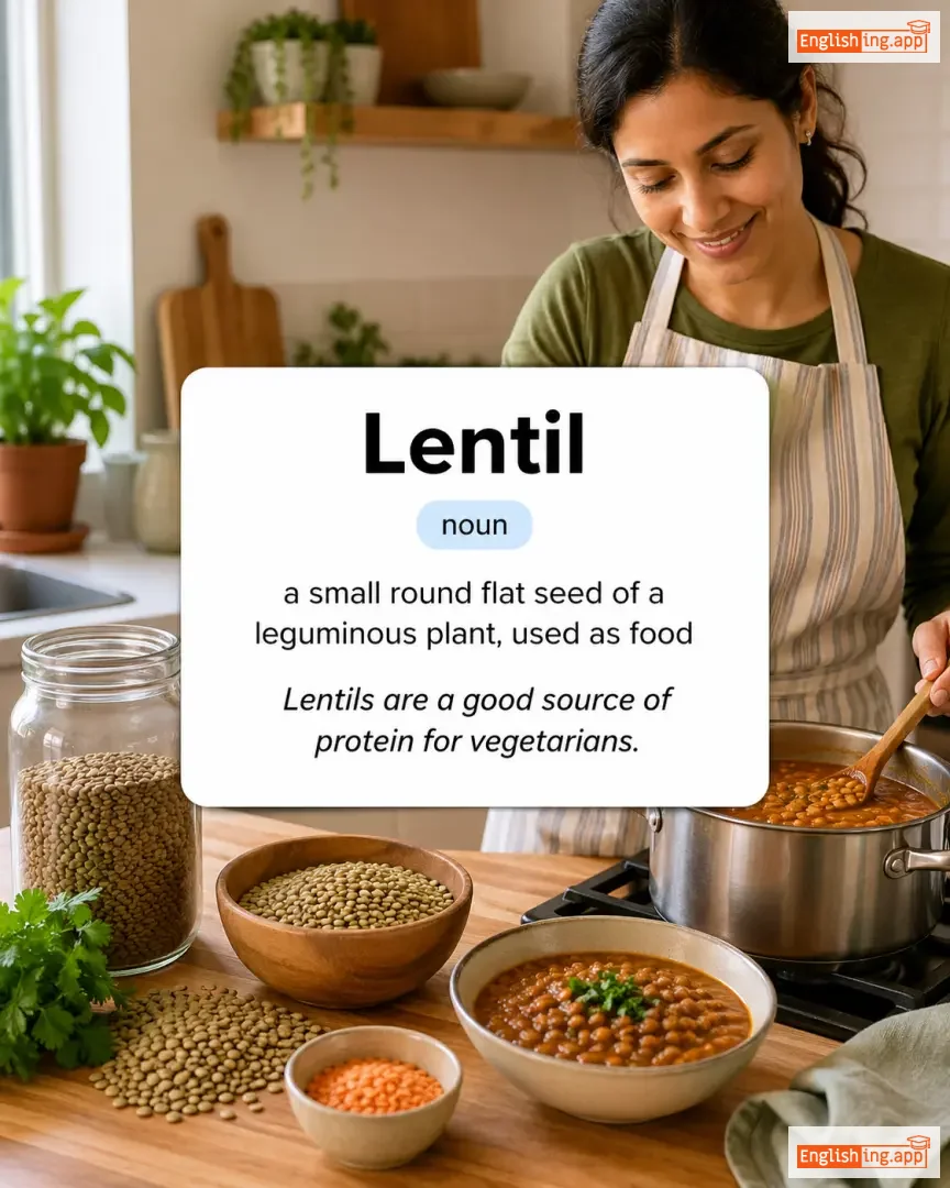 Lentil definition card — visual illustration of the meaning