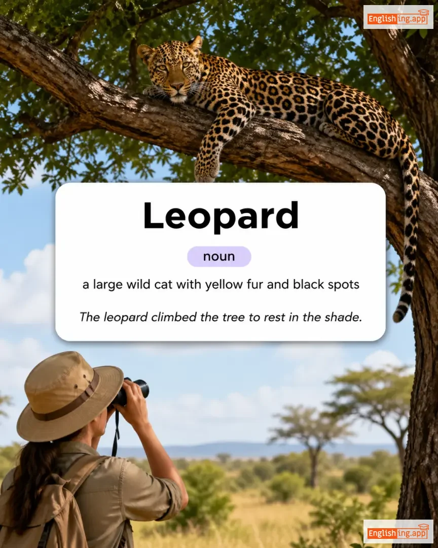 Leopard definition card — visual illustration of the meaning