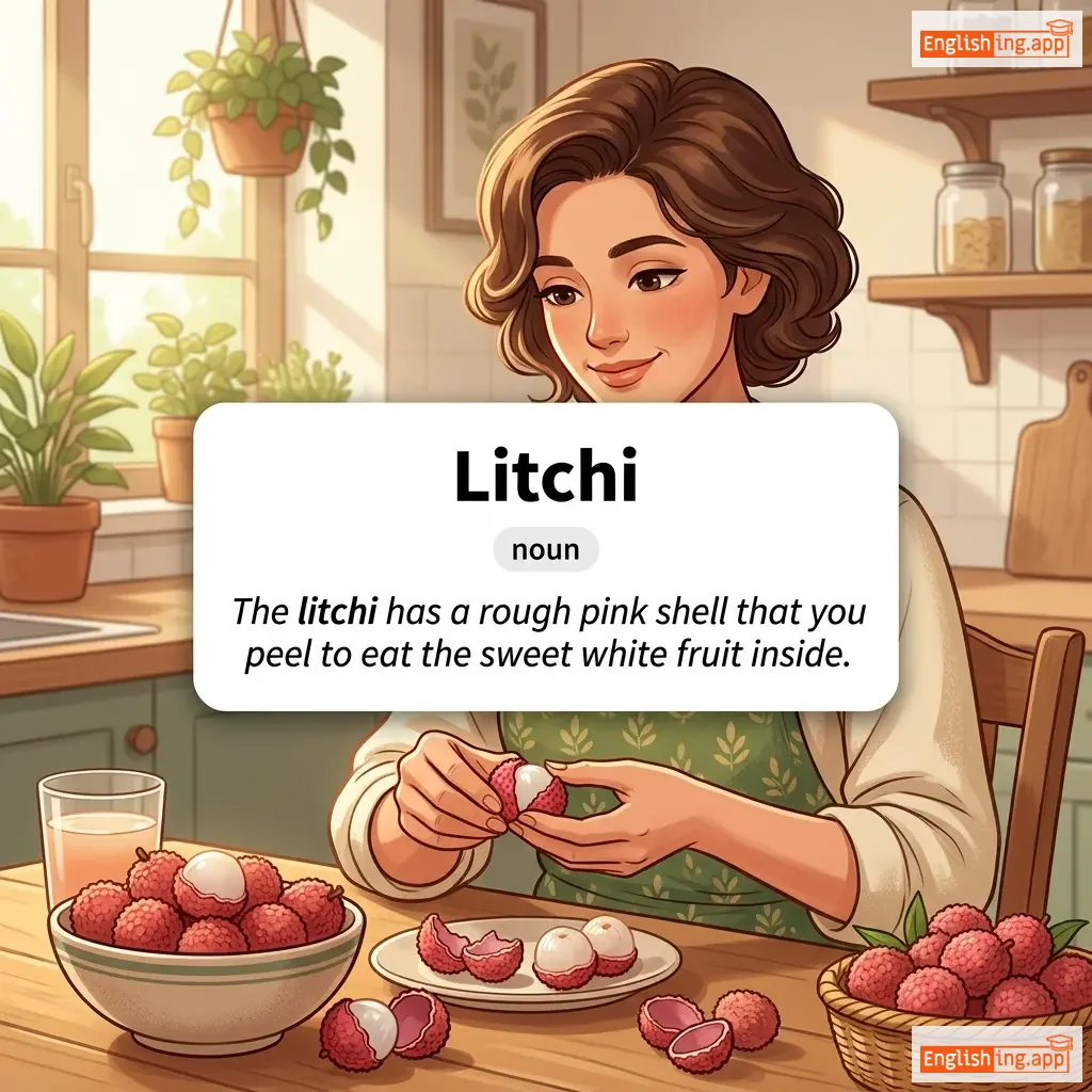 Litchi definition card — visual illustration of the meaning