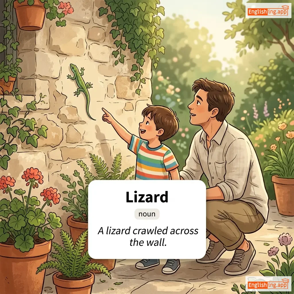Lizard definition card — visual illustration of the meaning