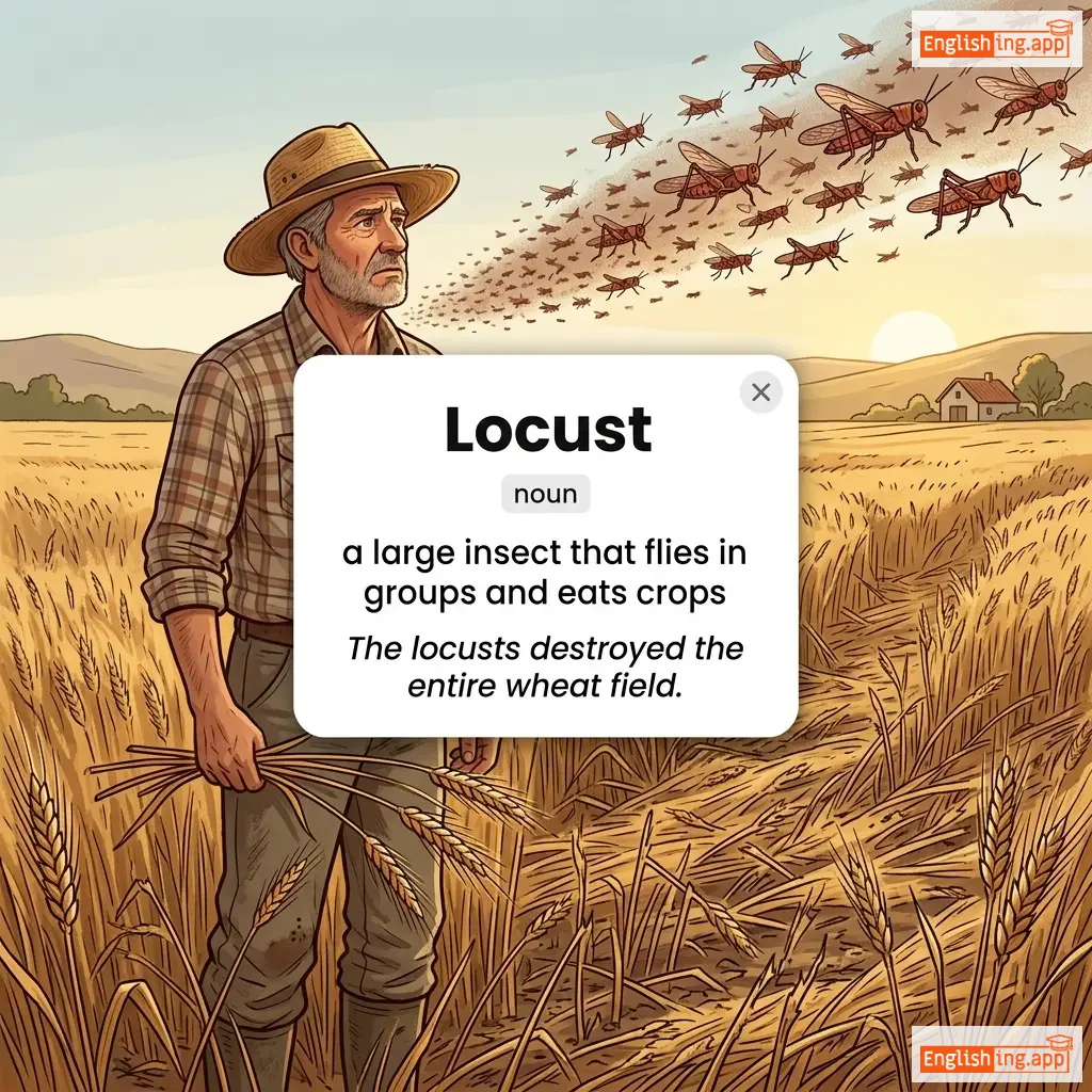 Locust definition card — visual illustration of the meaning