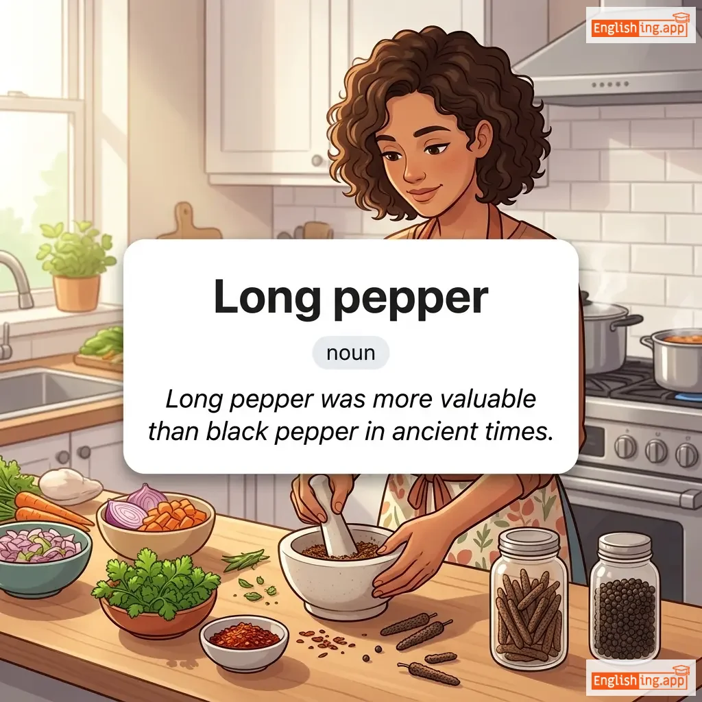 Long pepper definition card — visual illustration of the meaning