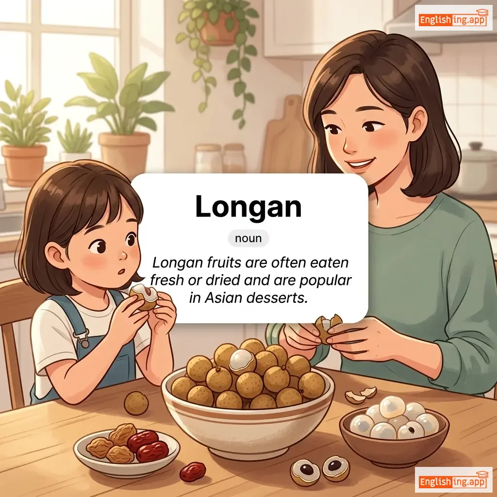 Longan definition card — visual illustration of the meaning