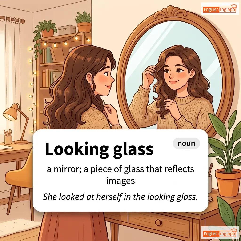 Looking glass definition card — visual illustration of the meaning