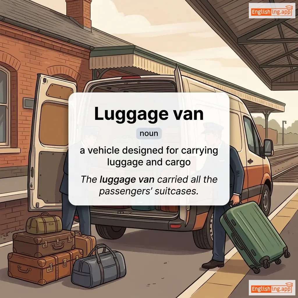 Luggage van definition card — visual illustration of the meaning