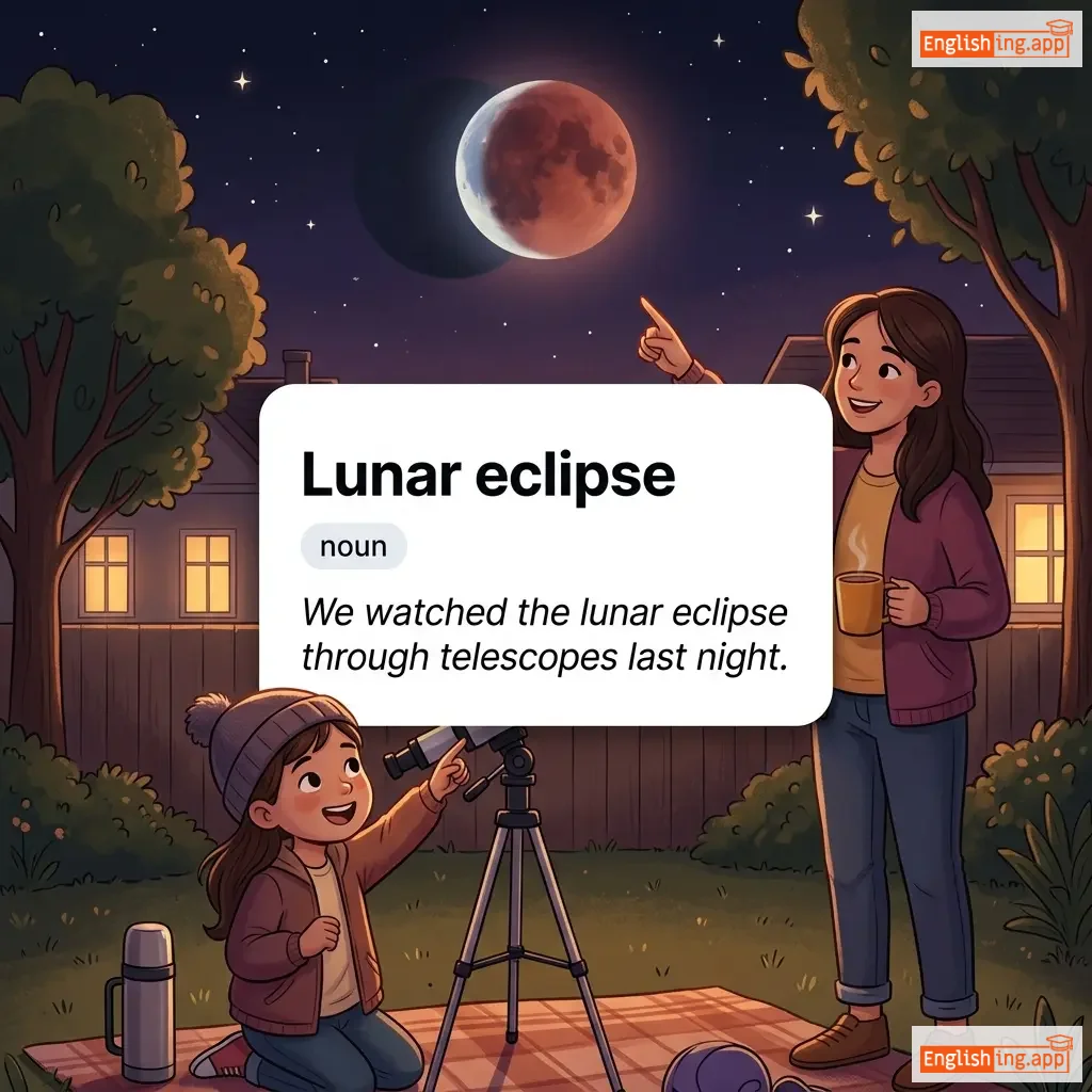 Lunar eclipse definition card — visual illustration of the meaning