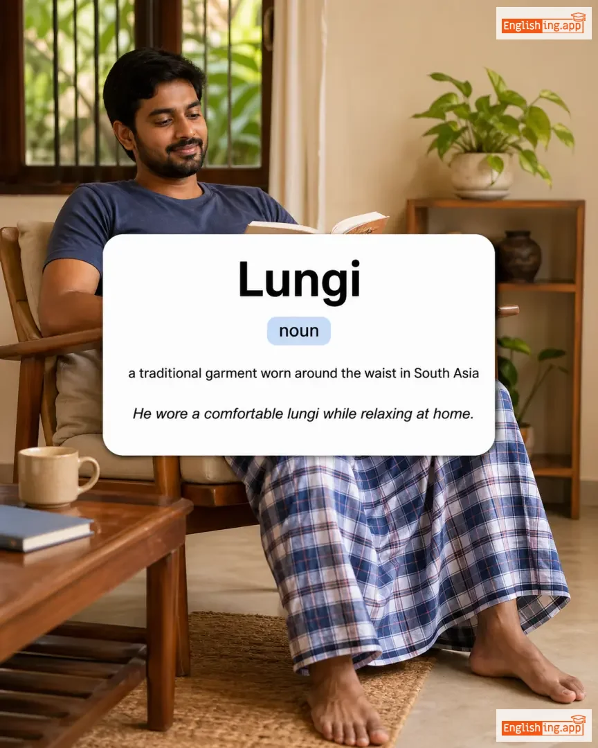 Lungi definition card — visual illustration of the meaning