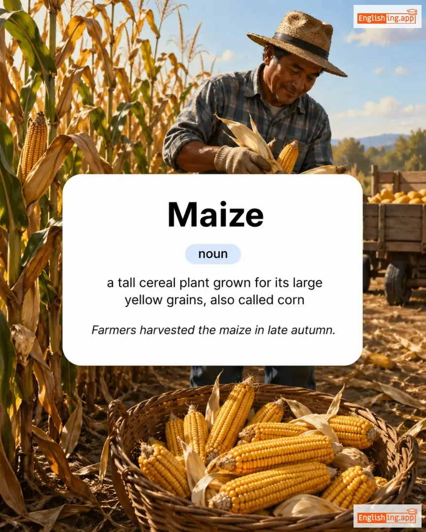 Maize definition card — visual illustration of the meaning