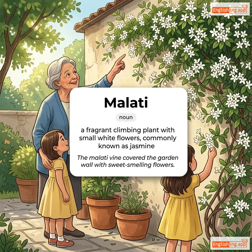 Malati definition card — visual illustration of the meaning