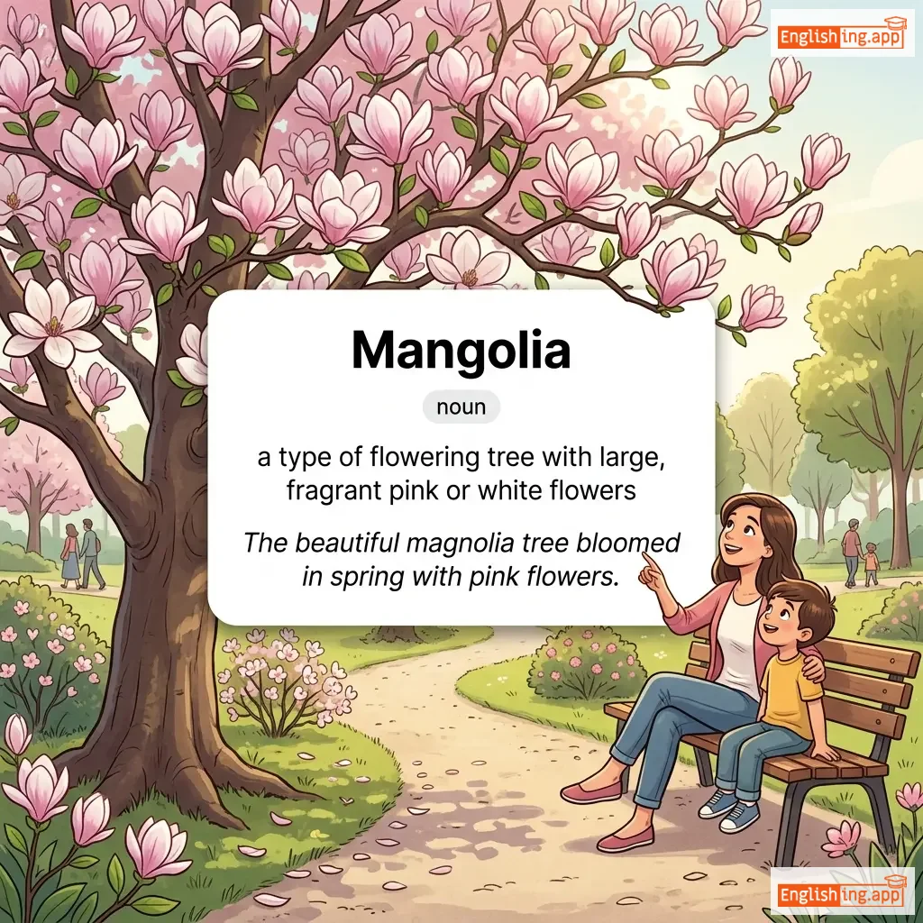 Mangolia definition card — visual illustration of the meaning