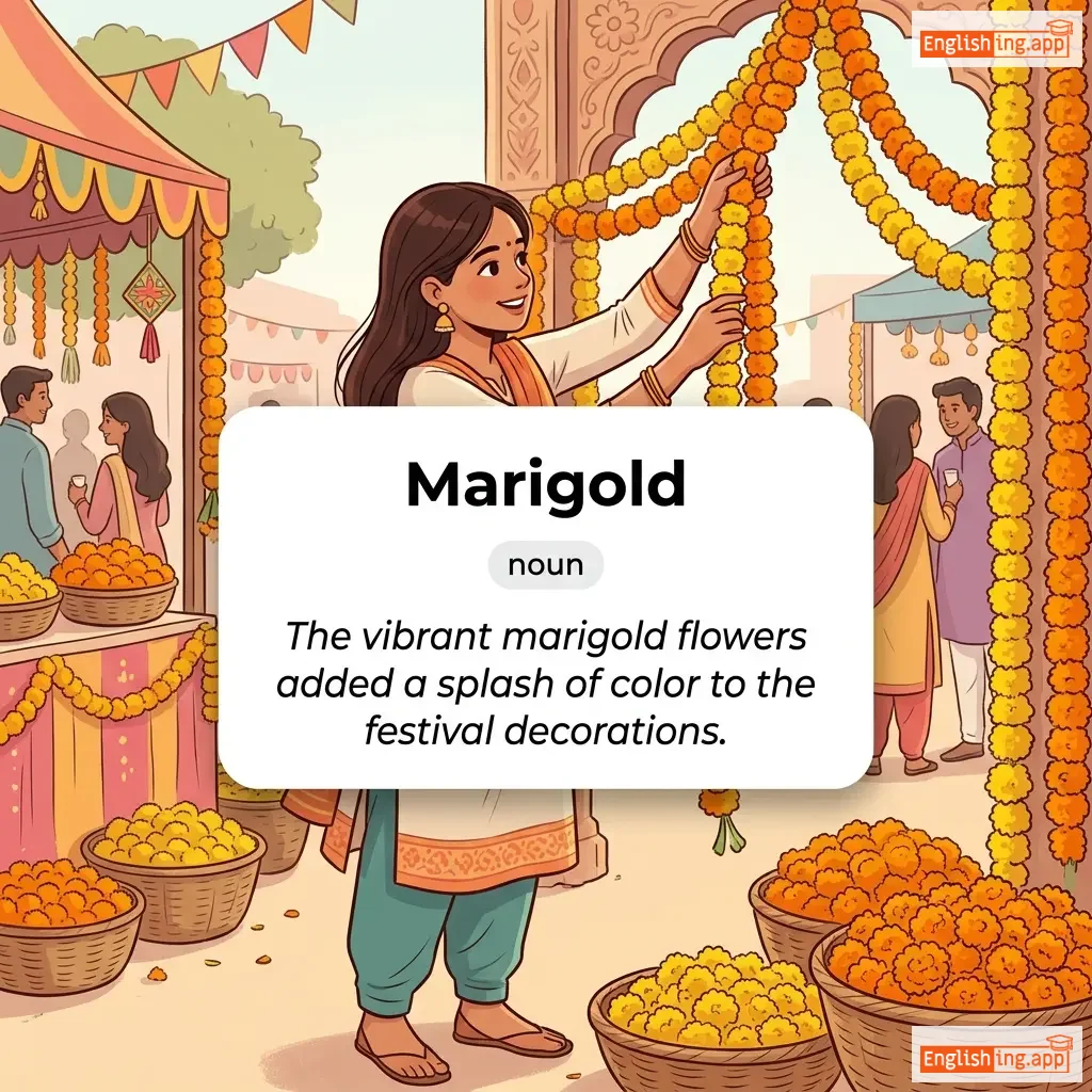 Marigold definition card — visual illustration of the meaning