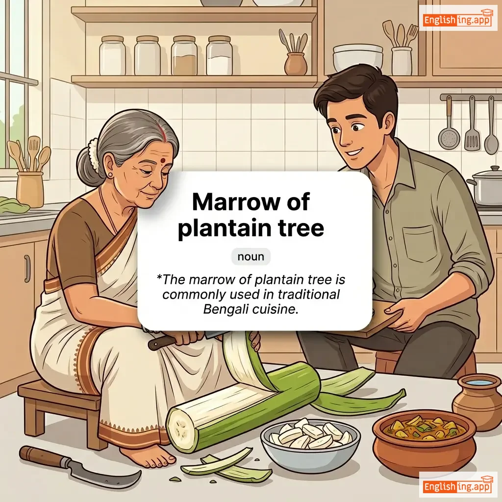 Marrow of plantain tree definition card — visual illustration of the meaning