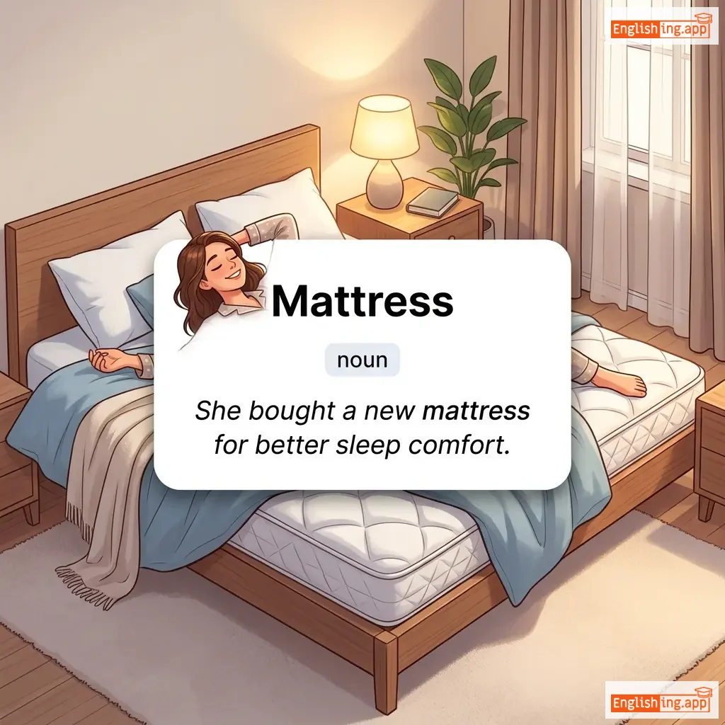 Mattress definition card — visual illustration of the meaning