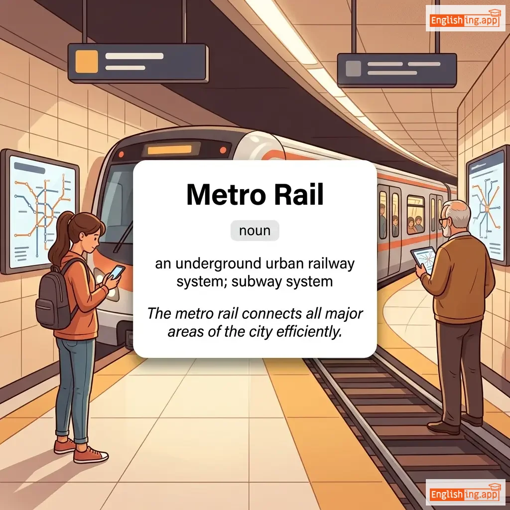 Metro Rail definition card — visual illustration of the meaning
