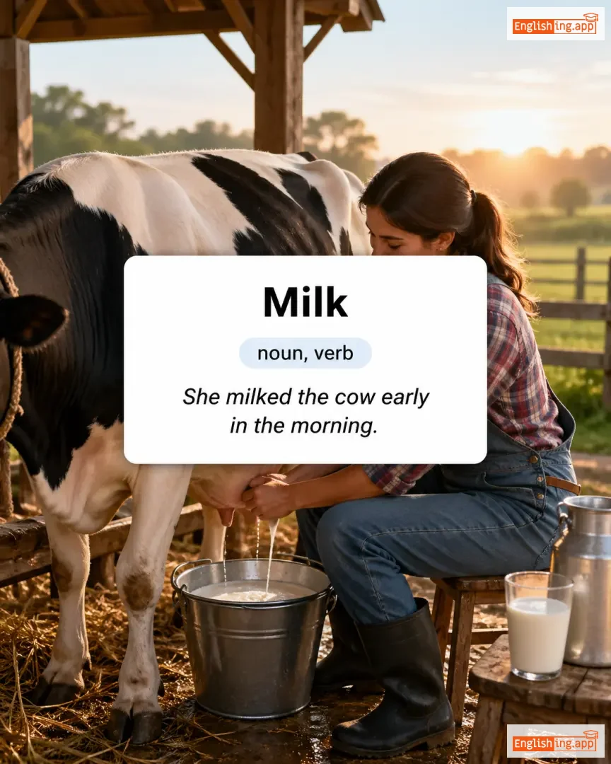 Milk definition card — visual illustration of the meaning