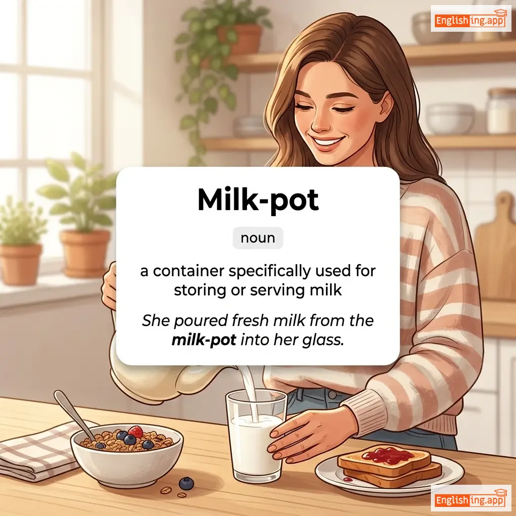 Milk-pot definition card — visual illustration of the meaning